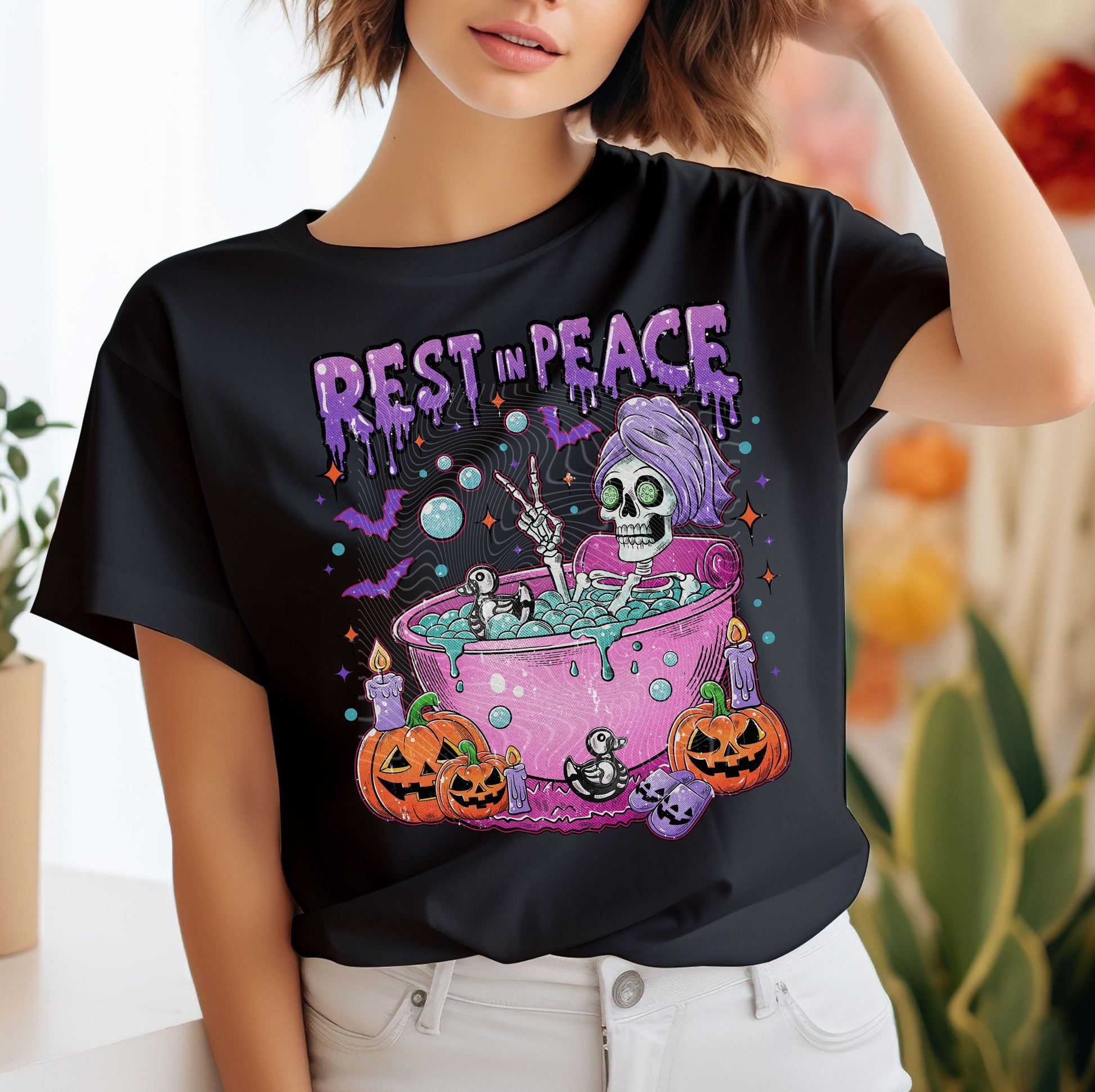 Rest In Peace DTF Transfers, Halloween DTF Transfers Ready For Press, Skeleton DTF, Heat Press Transfer, Horror Dtf Print, Pumpkin Dtf Print