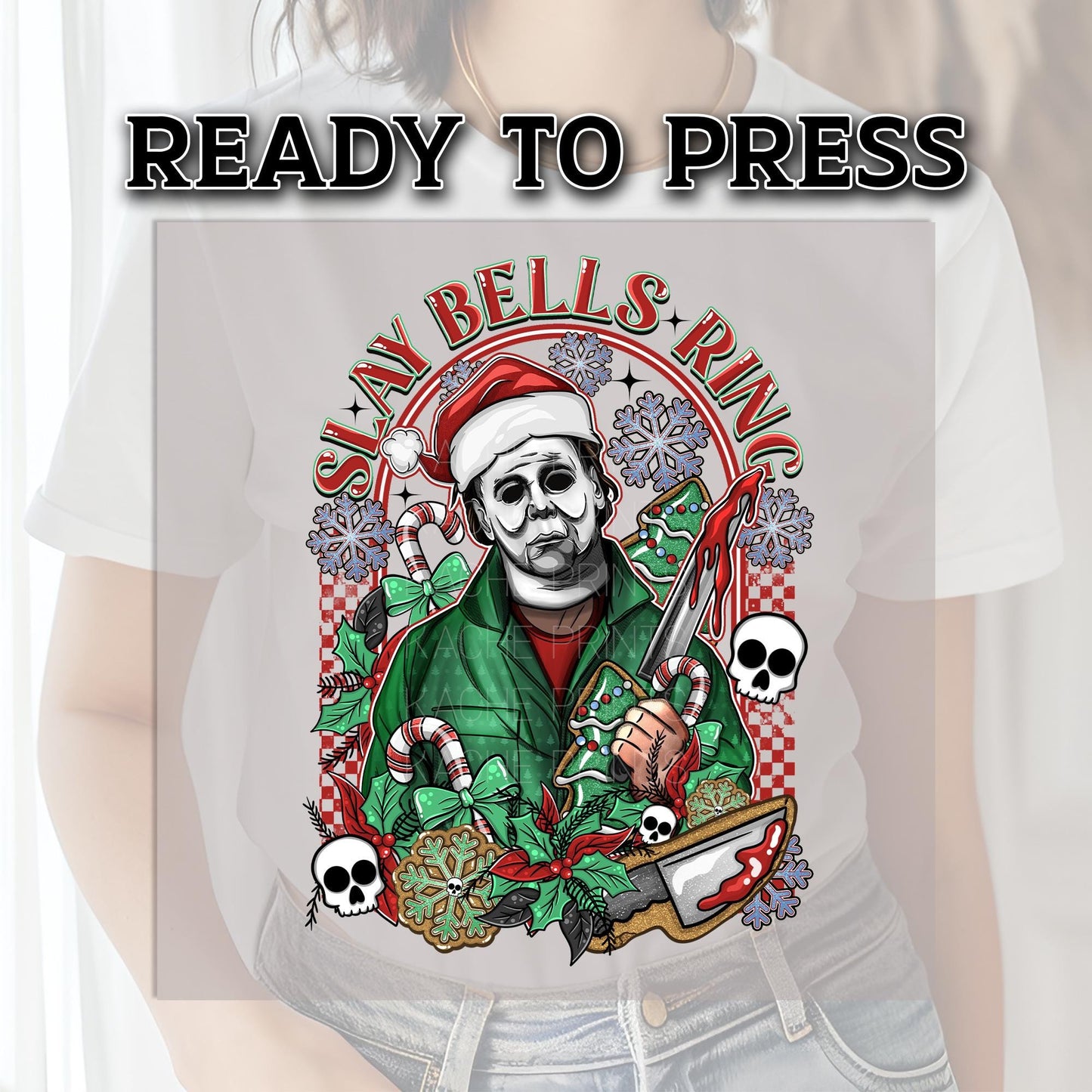 Slay Bells Ring DTF Transfer, Halloween DTF Transfers Ready For Press, Heat Press Transfers, Christmas DTF, Skull Dtf, Merry Christmas Dtf