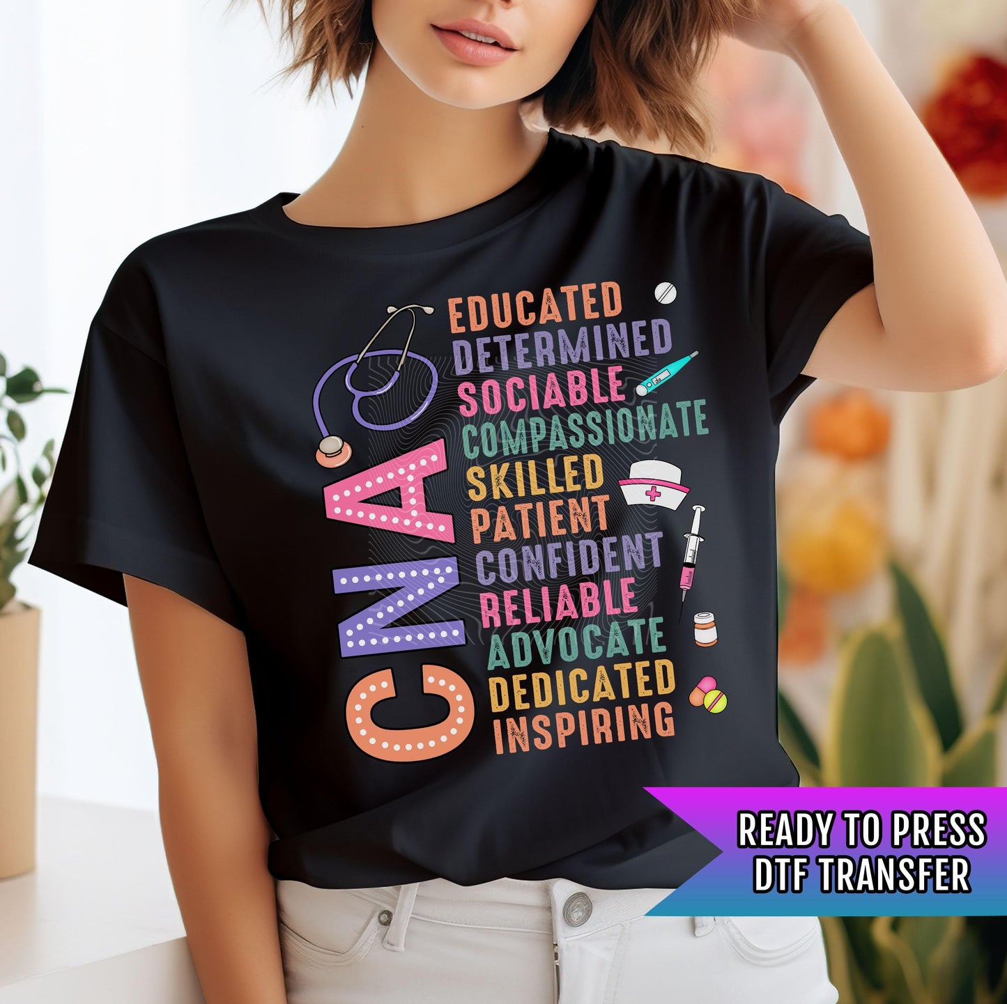 CNA Nurse DTF Transfer, Cna DTF Transfer Ready For Press, Nurse Heat Press Transfer, Nurse Transfers, Certified Nursing Assistant Dtf Prints