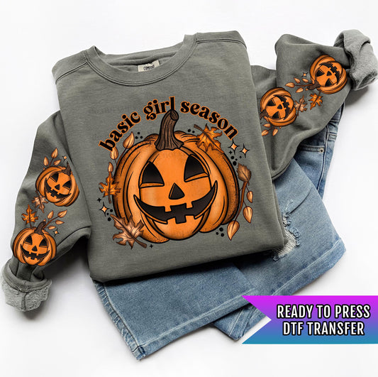 Basic Girl Season DTF Transfer, Halloween DTF Transfer Ready For Press, Pumpkin Spice Season DTF Transfer, Spooky Print, Heat Press Transfer