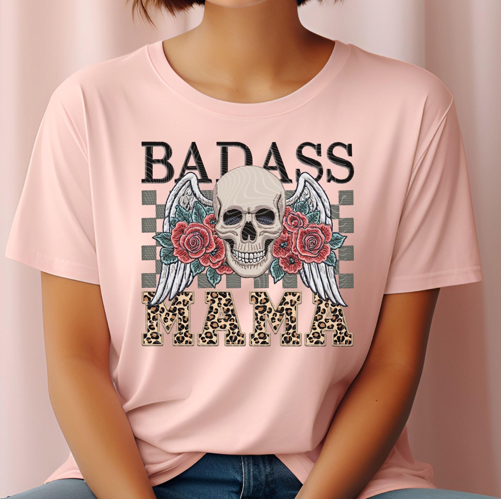 Badass Mama DTF Transfer, Mom DTF Transfers Ready For Press, Skull Transfer, Heat Press Transfer, Badass Mom Ready For Press, Mommy Transfer