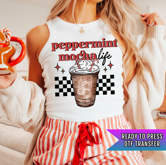 Peppermint Mocha Life DTF Transfers Ready For Press, Christmas DTF Prints, Heat Press Transfer, Peppermint Wishes Dtf Print, Cool Peppermint