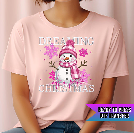 Dreaming Of A Pink Christmas DTF Transfers Ready For Press, Merry Christmas DTF Prints, Heat Press Transfers, Christmas Dtf, Wonderful Year