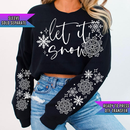 Let It Snow DTF Transfers, Christmas Dtf Print, Winter DTF Transfer, Ready For Press, Snowflakes Winter Wishes Transfer, Heat Press Transfer