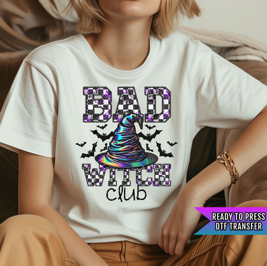 Bad Witch Club DTF Transfer, Halloween Dtf Print, Halloween DTF Transfer Ready For Press, Heat Press Transfer, Direct To Film, Spooky Season