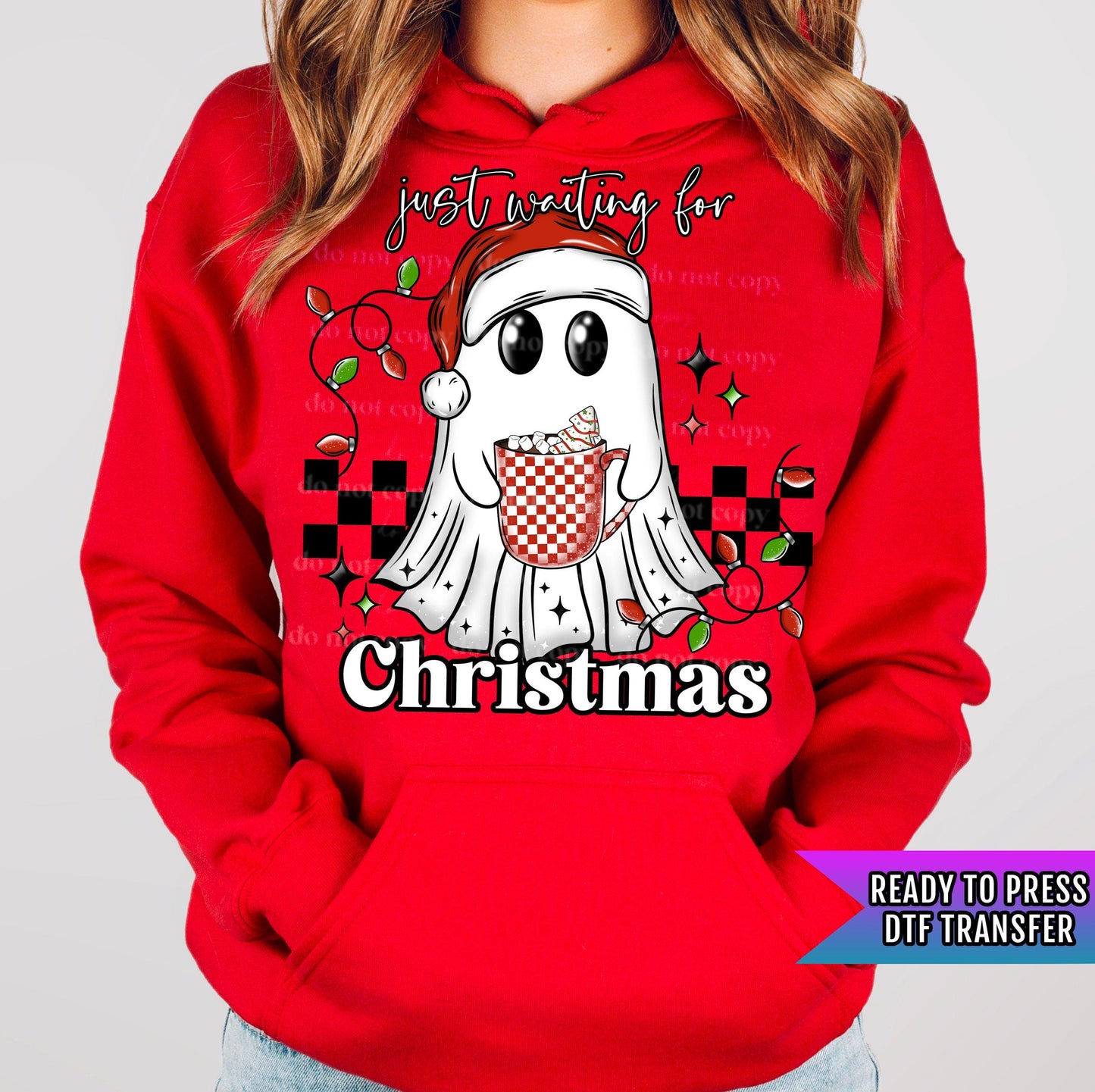 Waiting For Christmas DTF Transfers Ready For Press, Christmas DTF Transfers, Heat Press Transfer, Direct To Film, Cute Christmas Ghost Dtf