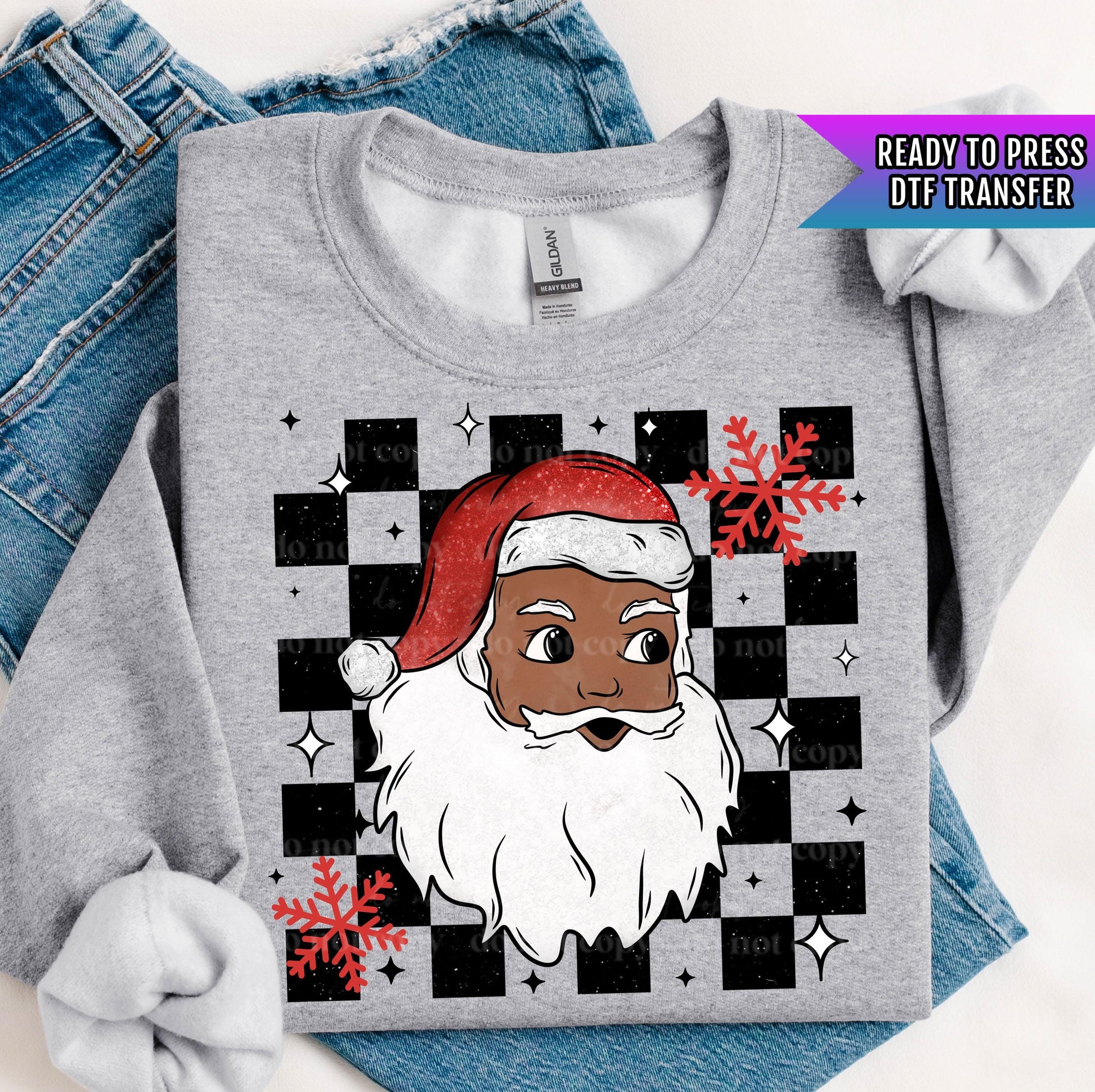 Black Santa Christmas DTF Transfers Ready For Press, Christmas DTF Prints, Heat Press Transfers, Direct To Film, African American Santa Dtf