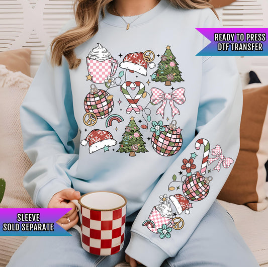 Merry Christmas Grid DTF Transfers Ready For Press, Christmas DTF Prints, Heat Press Transfer, Direct To Film, Christmas Trees Dtf Transfers