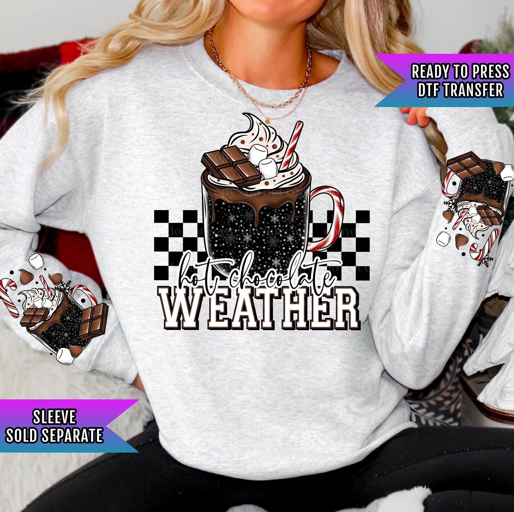 Hot Chocolate Weather DTF Transfers Ready For Press, Merry Christmas DTF Prints, Heat Press Transfers, Direct To Film, Peppermint Dtf Prints