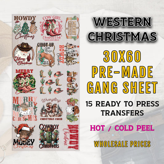 Western Christmas Gang Sheet, Christmas DTF Transfers, Howdy Christmas DTF Transfer Ready For Press, Western Dtf Prints, Cowboy Dtf, Cowgirl