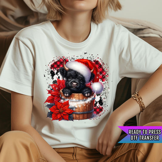 Winter Cow DTF Transfers, Country Christmas Dtf Print, Animal DTF Transfer Ready For Press, Heat Press Transfer, Direct To Film, Farm Animal