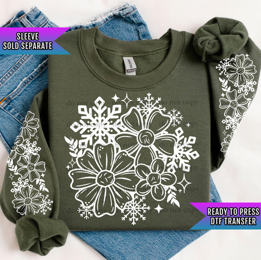 Winter Florals DTF Transfers Ready For Press, Christmas Freezin DTF Prints, Heat Press Transfer, Direct To Film, Snowflakes Dtf, Cozy Season