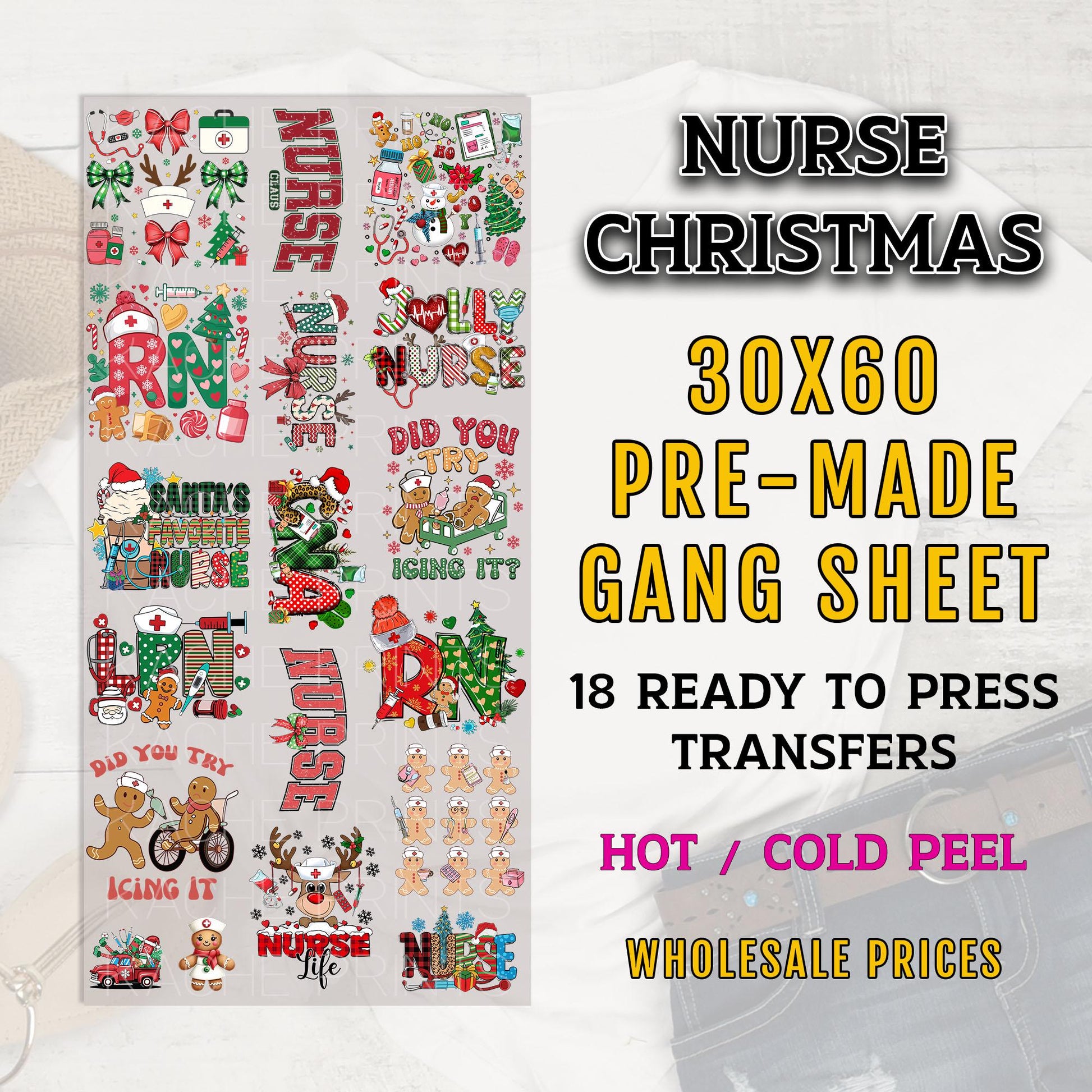 Nurse Christmas Gang Sheet, Nurse Christmas DTF Transfers, Ready For Press, Christmas Premade Gang Sheet, Christmas Dtf Prints, CNA, RN, LPN