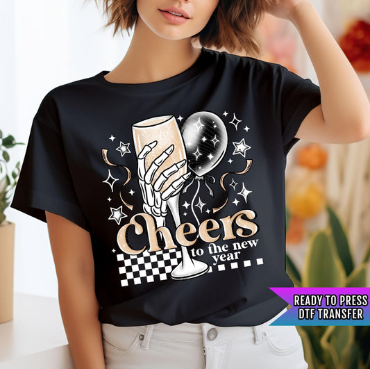 Cheers To The New Year DTF Transfers Ready For Press, Merry Christmas DTF Print, Heat Press Transfer, Direct To Film, Holiday Days Dtf Print