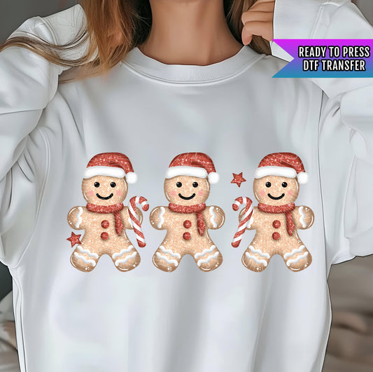 Gingerbread Men DTF Transfer Ready For Press, Christmas Cookie DTF Prints, Heat Press Transfer, Direct To Film, Happy Holiday Days Dtf Print