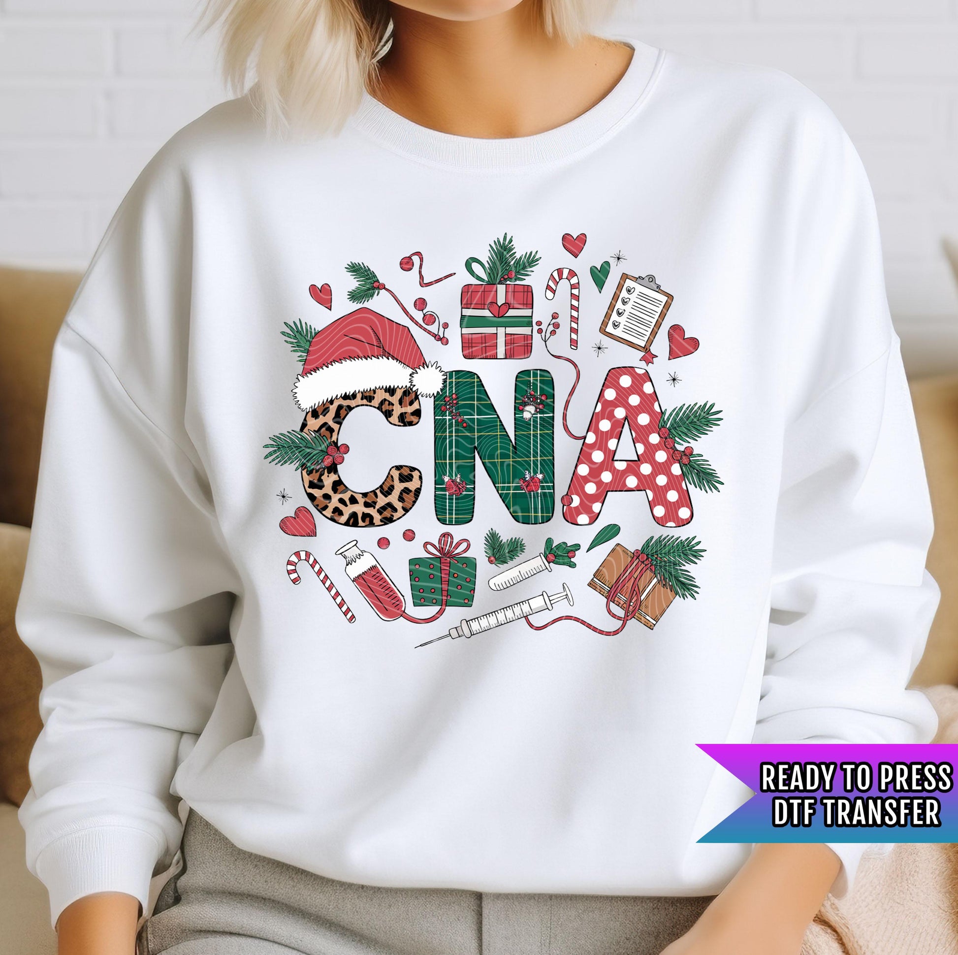 Certified Nursing Assistant DTF Transfer Ready For Press, CNA Christmas DTF Print, Heat Press Transfer, Direct To Film, Nurse Life Dtf Print