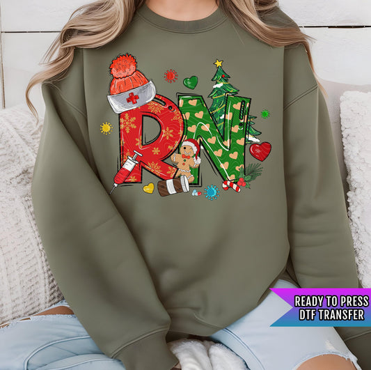 RN Christmas Nurse DTF Transfers Ready For Press, Nurse Claus Christmas DTF Print, Heat Press Transfers, Direct To Film, Merry Christmas Dtf