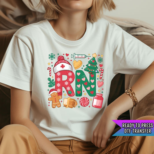 RN Christmas DTF Transfer Ready For Press, Christmas DTF Prints, Heat Press Transfers, Direct To Film, Nurse Christmas Dtf Print, Doctor Dtf