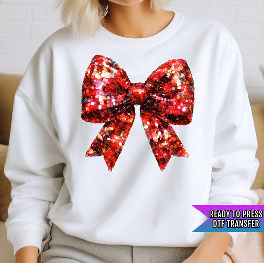 Coquette Bow DTF Transfer Ready For Press, Christmas DTF Print, Heat Press Transfer, Direct To Film, Santa, Hot Cocoa, Candy Cane, Xmas Tree