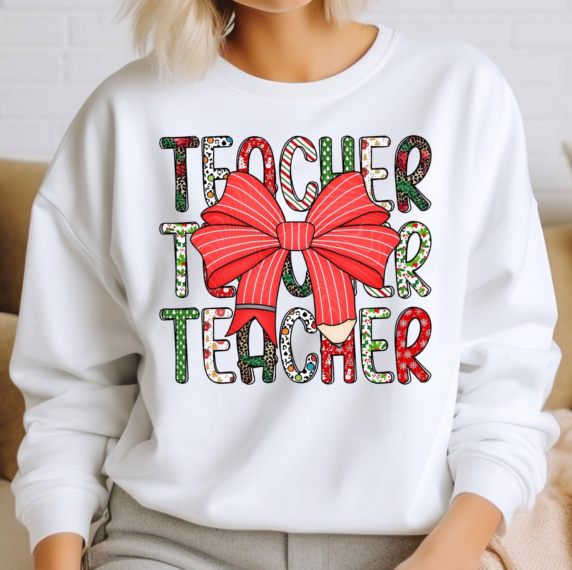 Christmas Teacher DTF Transfers Ready For Press, Christmas DTF Prints, Heat Press Transfer, Direct To Film, Santa, Hot Cocoa, Christmas Tree