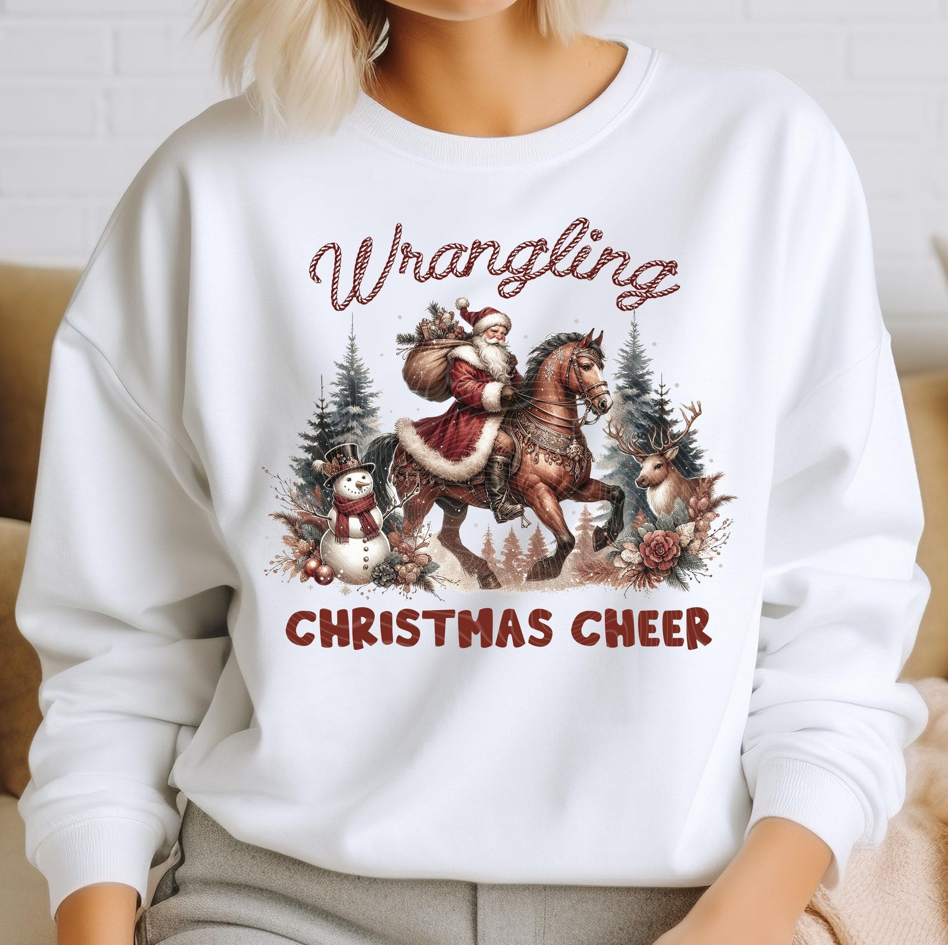 Wrangling Christmas Cheer DTF Transfer Ready For Press, Christmas DTF Print, Heat Press Transfer, Direct To Film,Christmas Snowman Dtf Print