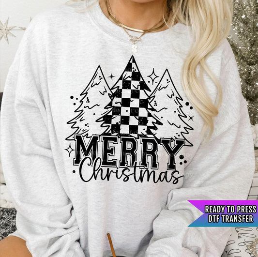Merry Christmas DTF Transfers Ready For Press, Retro Christmas Tree DTF Prints, Heat Press Transfers, Direct To Film, Oh Christmas Tree Dtf