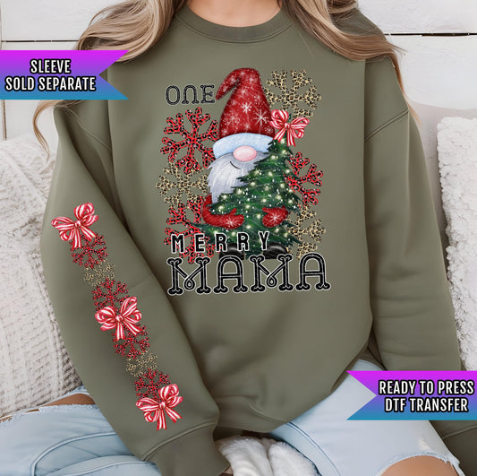 One Merry Gnome Mama DTF Transfer Ready For Press, Very Merry Gnome Christmas DTF Print, Heat Press Transfers, Direct To Film, Mom Christmas