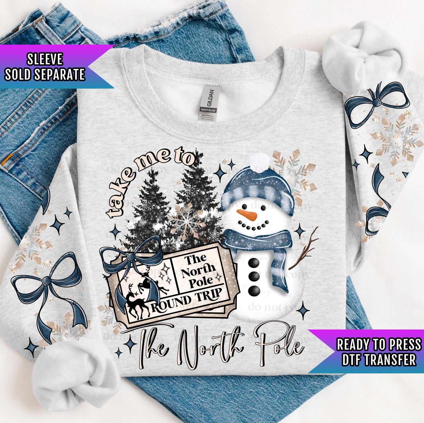 The North Pole DTF Transfer Ready For Press, Christmas DTF Print, Heat Press Transfer, Direct To Film, Take Me To The North Pole Round Trip