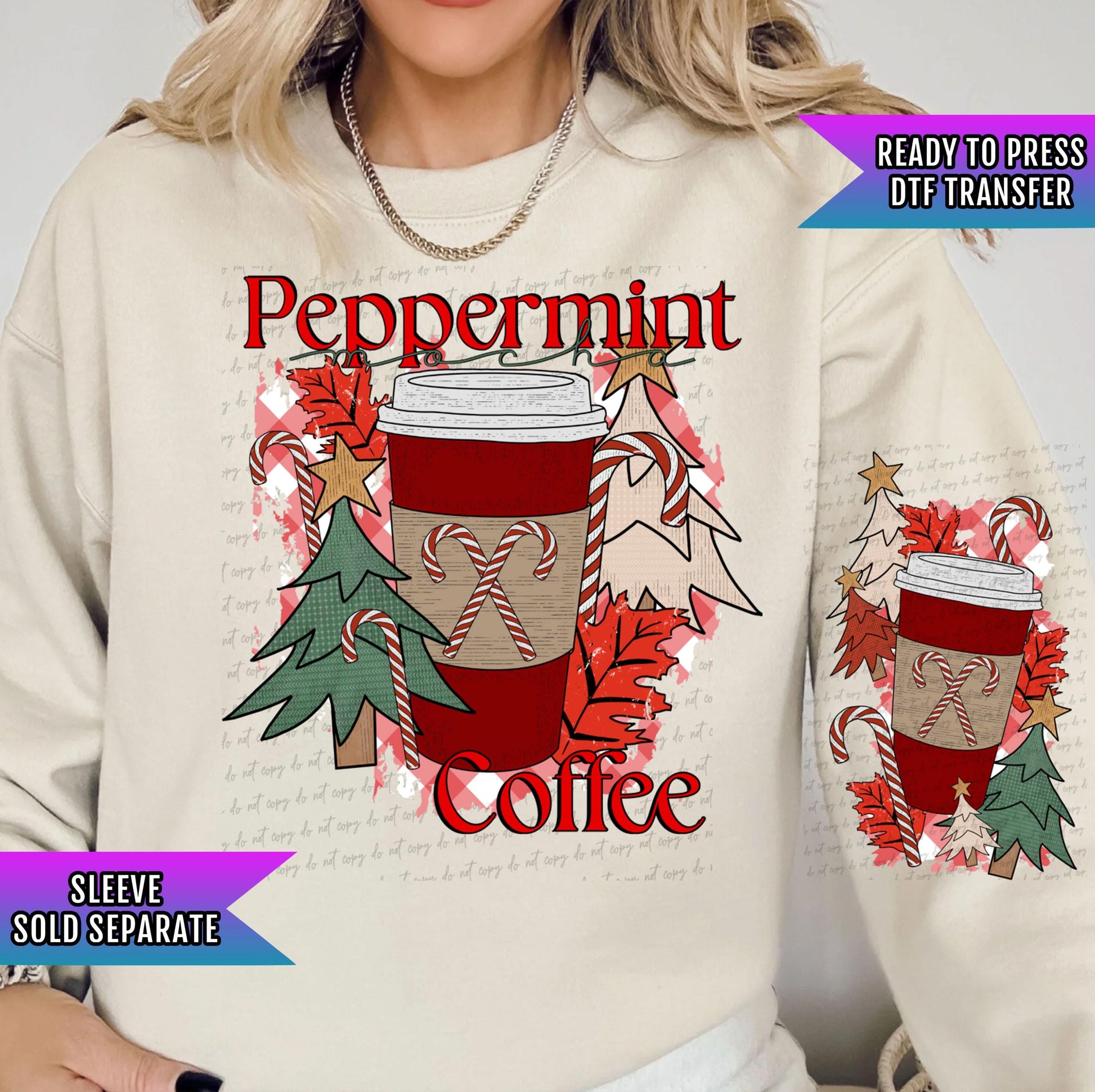 Peppermint Coffee DTF Transfers Ready For Press, Christmas DTF Print, Heat Press Transfer, Direct To Film, Hope Wrapped In Holiday Cheer Dtf