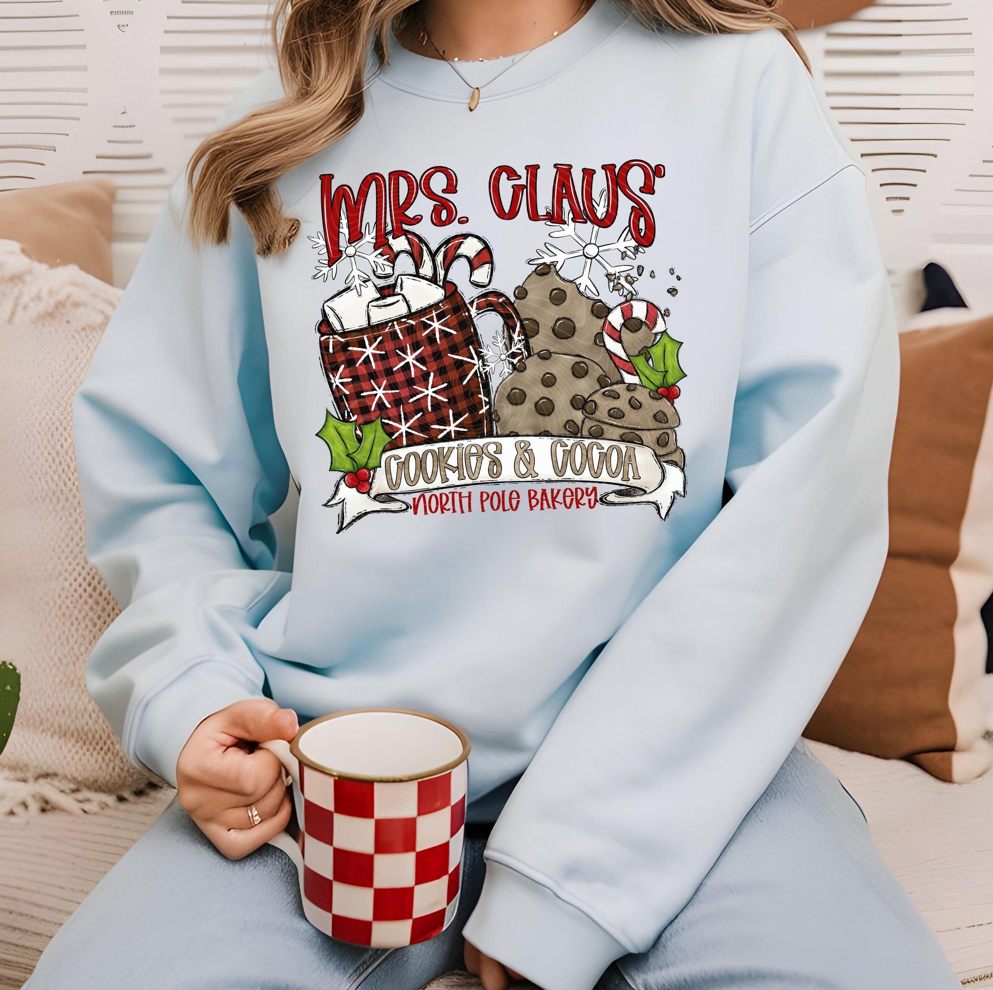 Mrs Claus’ Cookies And Cocoa  DTF Transfers Ready For Press, Merry Christmas DTF Prints, Heat Press Transfers, North Pole Bakery Dtf Prints