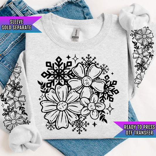 Winter Florals DTF Transfers Ready For Press, Merry Christmas DTF Prints, Heat Press Transfers, Direct To Film, Snowflakes, Cozy Season Dtf