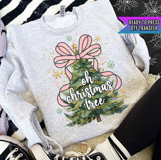 Oh Christmas Tree DTF Transfers Ready For Press, Christmas Coquette Bow DTF Prints, Heat Press Transfers, Direct To Film, Joy Hope Love Tree