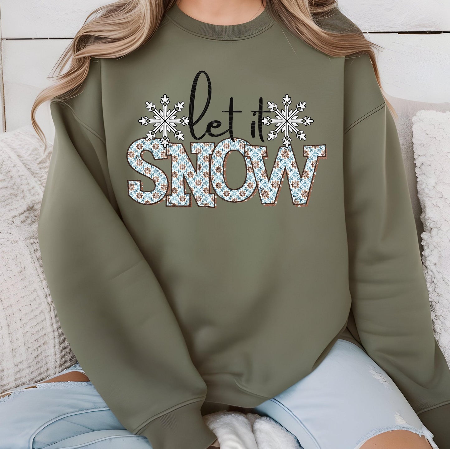 Let It Snow DTF Transfer Ready For Press, Merry Christmas DTF Print, Heat Press Transfer, Direct To Film, Snowflake, Winter Season Dtf Print