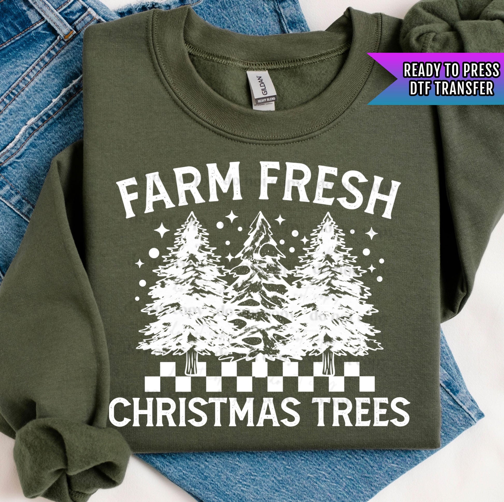 Farm Fresh Christmas Trees DTF Transfers Ready For Press, Retro Christmas DTF Prints, Heat Press Transfers, Direct To Film, Cozy Season Dtf