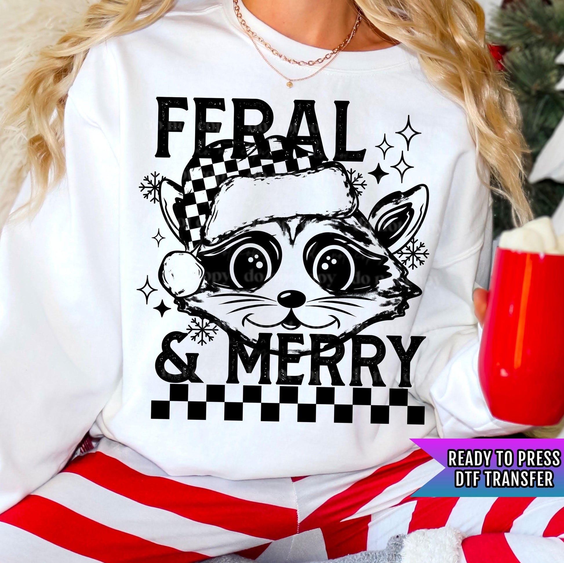 Feral & Merry DTF Transfer Ready For Press, Merry Christmas DTF Prints, Heat Press Transfer, Direct To Film, Cozy Season Dtf, Snowflakes Dtf