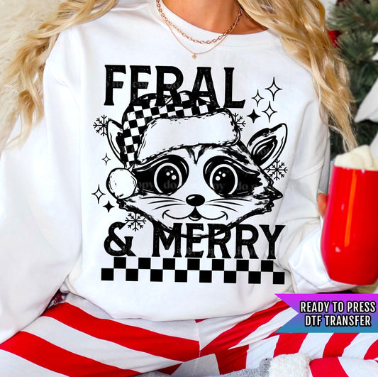 Feral & Merry DTF Transfer Ready For Press, Merry Christmas DTF Prints, Heat Press Transfer, Direct To Film, Cozy Season Dtf, Snowflakes Dtf