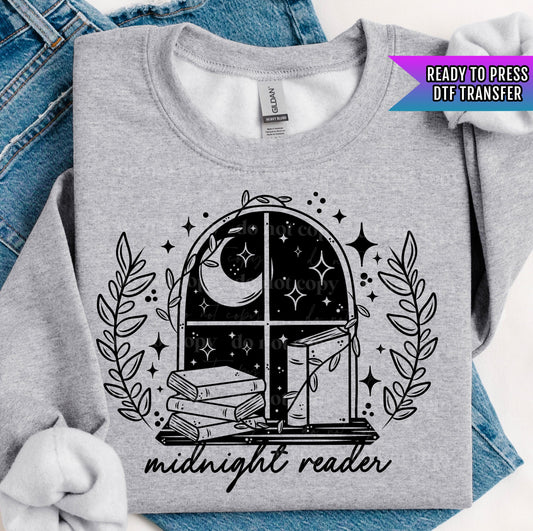 Midnight Readers Single Color DTF Transfers Ready For Press, Book DTF Prints, Heat Press Transfers, Book Dtf Transfers, Book Lover Transfers