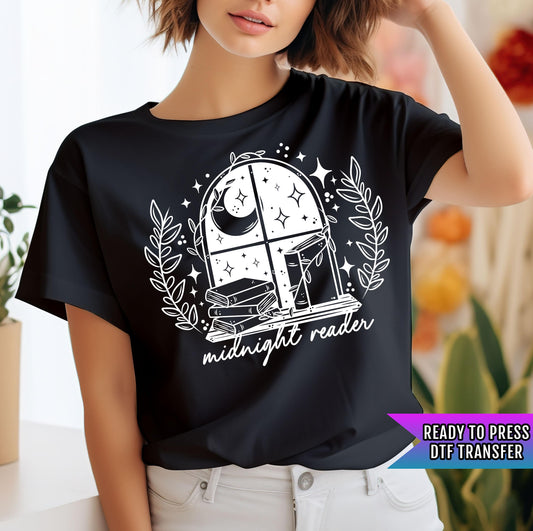 Midnight Readers Single Color DTF Transfers Ready For Press, Book DTF Prints, Heat Press Transfers, Book Dtf Transfers, Book Lover Dtf Print