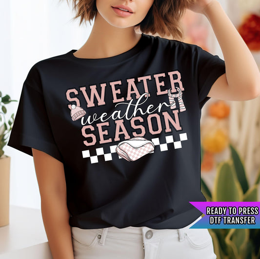 Sweater Weather Season DTF Transfer Ready For Press, Christmas DTF Print, Heat Press Transfer, Winter Dtf, Direct To Film,Christmas Transfer