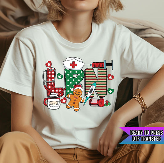 Licensed Practical Nurse DTF Transfers Ready For Press, Christmas DTF Print, Santa Dtf, Heat Press Transfer, Direct To Film, Nurse Christmas