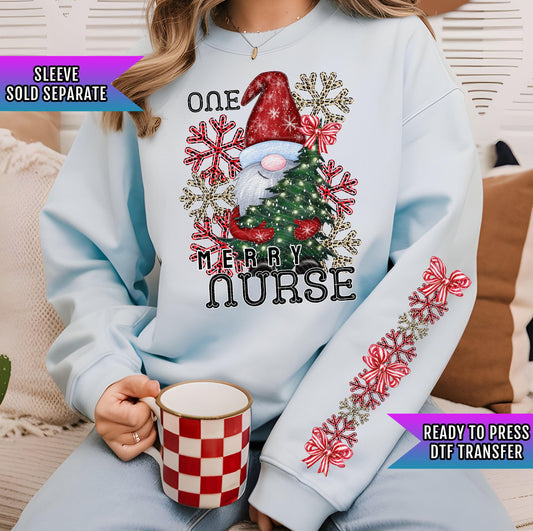One Merry Gnome Nurse DTF Transfers Ready For Press, Very Merry Gnome Christmas DTF Prints, Heat Press Transfers, Direct To Film, Nurse Dtf