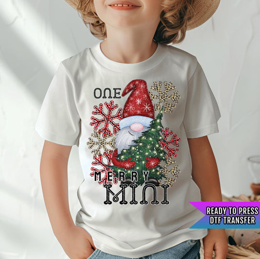 One Merry Gnome Mini DTF Transfer Ready For Press, Very Merry Gnome Christmas DTF Prints, Heat Press Transfers, Direct To Film, Holiday Days