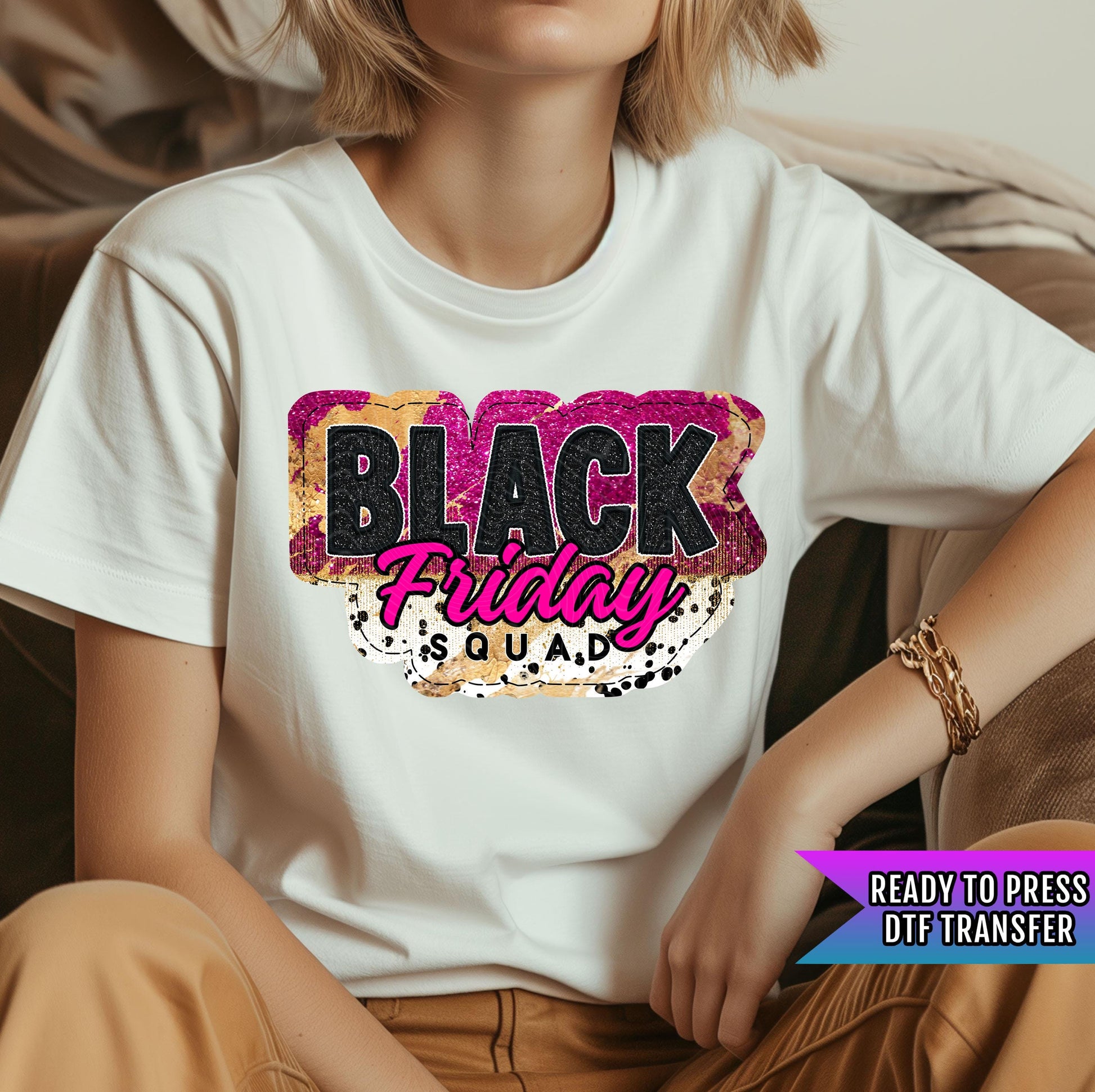 Black Friday Sale DTF Transfer Ready For Press, Christmas Shopping DTF Print, Heat Press Transfer, Direct To Film, Shopping Squad Dtf Prints
