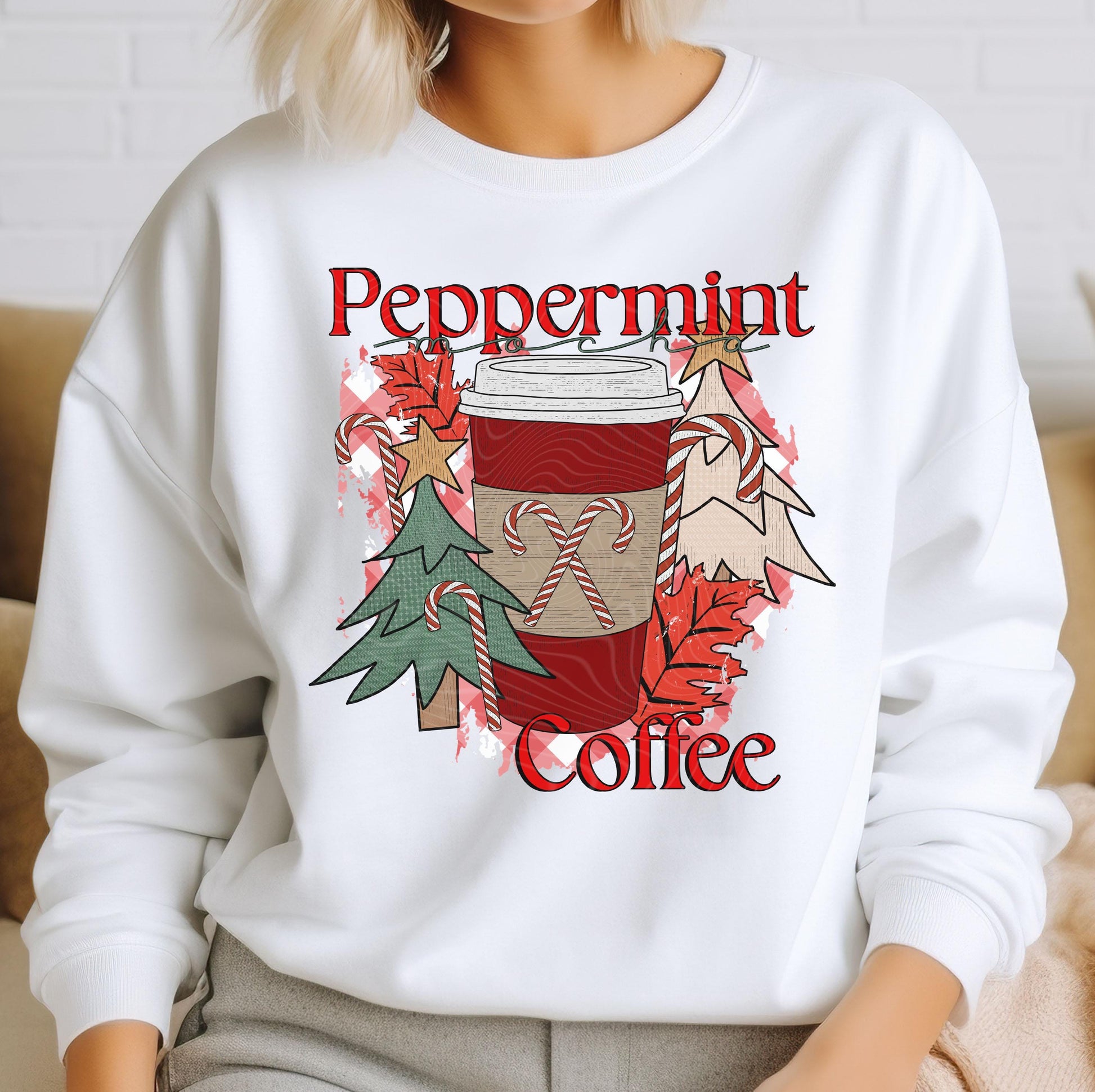 Peppermint Coffee DTF Transfers Ready For Press, Christmas DTF Print, Heat Press Transfer, Direct To Film, Hope Wrapped In Holiday Cheer Dtf