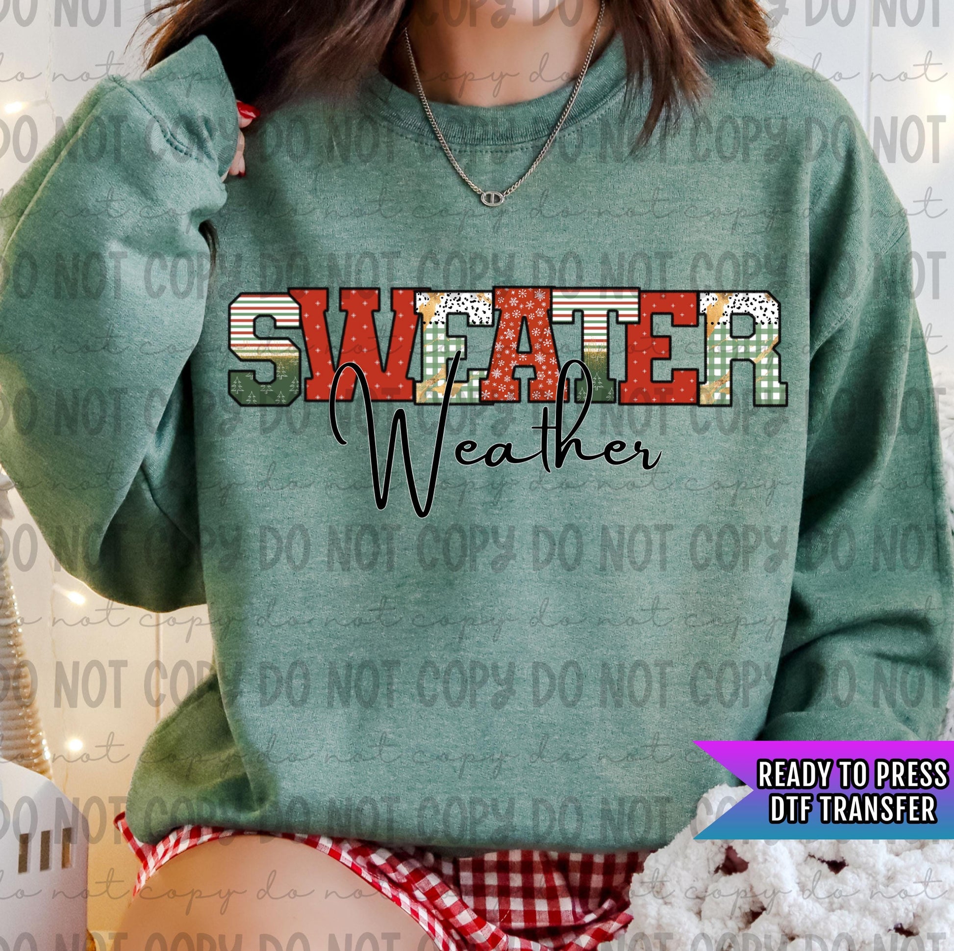 Sweater Weather DTF Transfers Ready For Press, Christmas DTF Prints, Heat Press Transfers, Winter, Christmas Tree Dtf Prints, Direct To Film