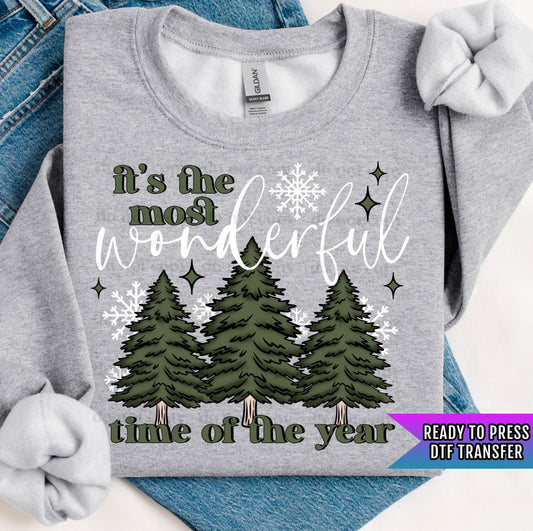 Wonderful Time Of The Year DTF Transfers Ready For Press, Christmas DTF Prints, Heat Press Transfers, Direct To Film, Happy Holiday Days Dtf