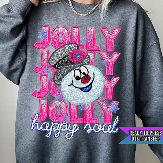 Jolly Happy Soul DTF Transfers Ready For Press, Christmas DTF Prints, Heat Press Transfers, Direct To Film, Christmas Transfers, Snowman Dtf