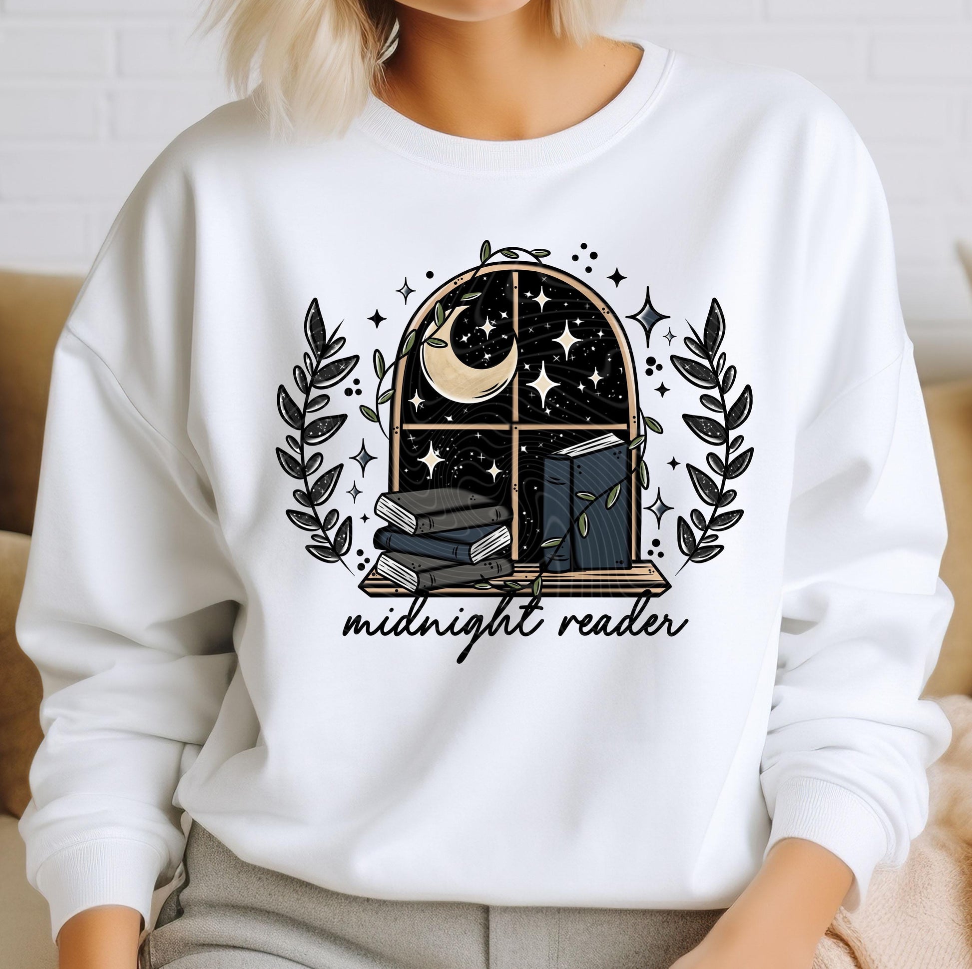 Midnight Reader DTF Transfer Ready For Press, Book DTF Print, Heat Press Transfer, Book Dtf Transfer, Book Lover Transfer, Passionate Reader