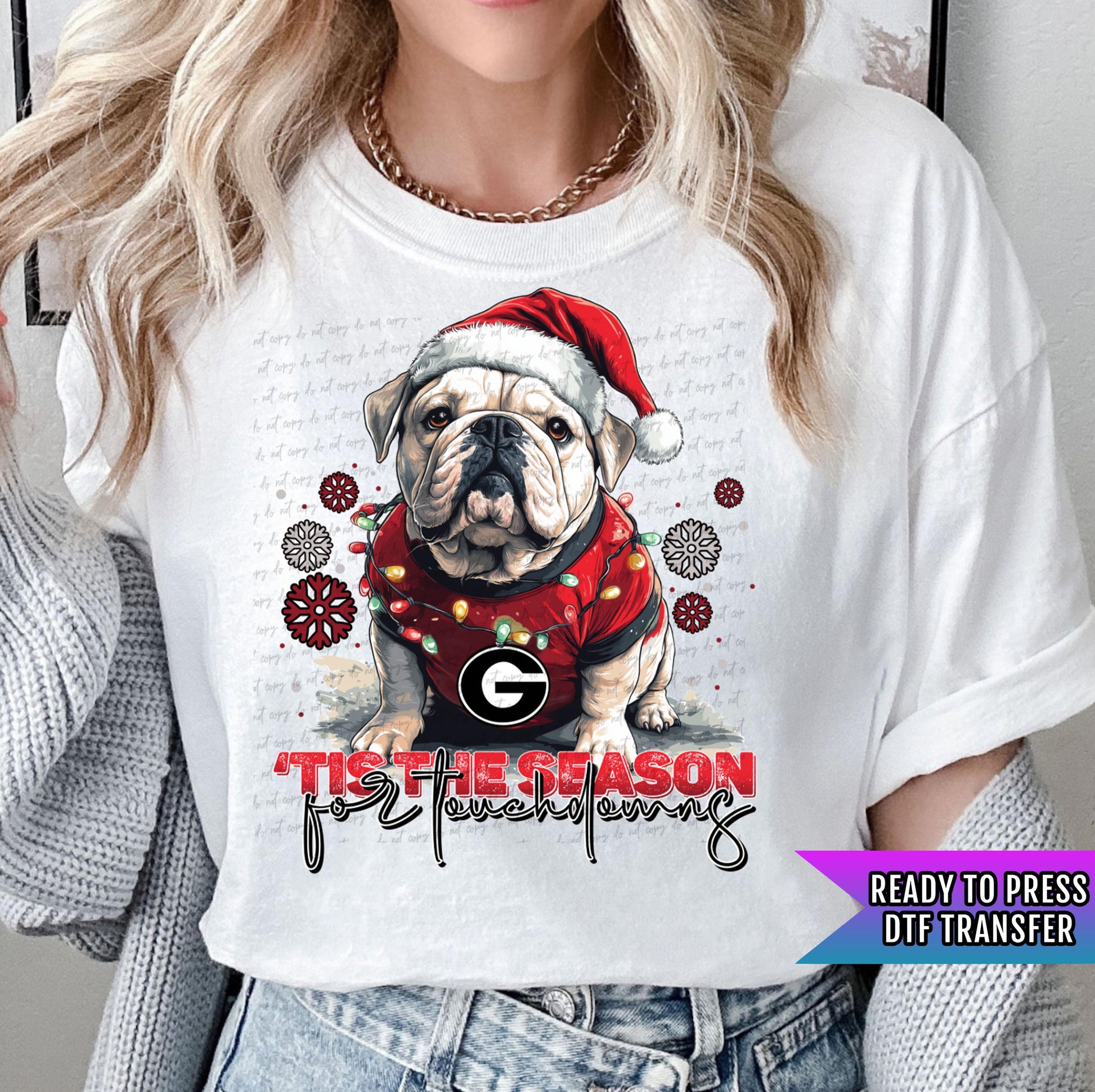 Touchdown Bulldogs DTF Transfers Ready For Press, Christmas DTF Prints, Heat Press Transfers, Direct To Film, Christmas Transfers, Dog Lover