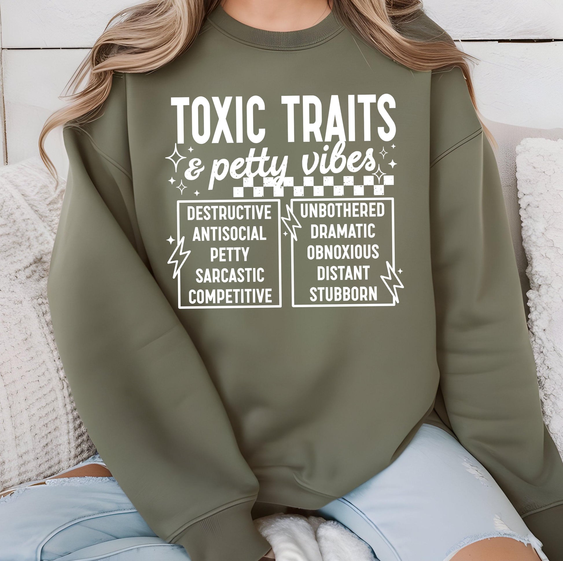 Toxic Traits And Pretty Vibes DTF Transfers Ready For Press, Sarcastic DTF Prints, Heat Press Transfer, Direct To Film, Adult Humor Transfer